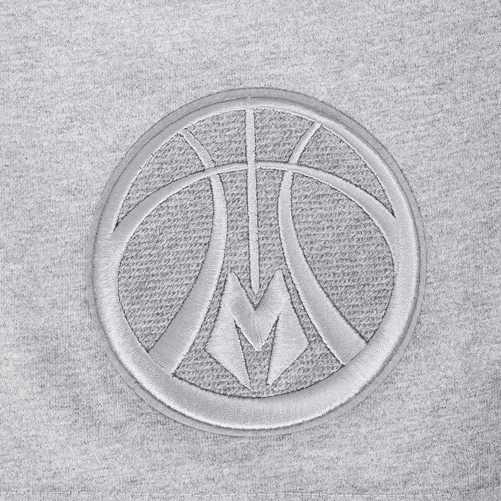 NBA MILWAUKEE BUCKS REVERSE FRENCH TERRY T-SHIRT EN JERSEY DE COTON À ÉPAULES TOMBANTES POUR HOMME (GRIS CHINÉ FONCÉ)