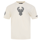 NBA MILWAUKEE BUCKS REVERSE FRENCH TERRY T-SHIRT EN JERSEY DE COTON À ÉPAULES TOMBANTES POUR HOMME (COQUILLE D'ŒUF)