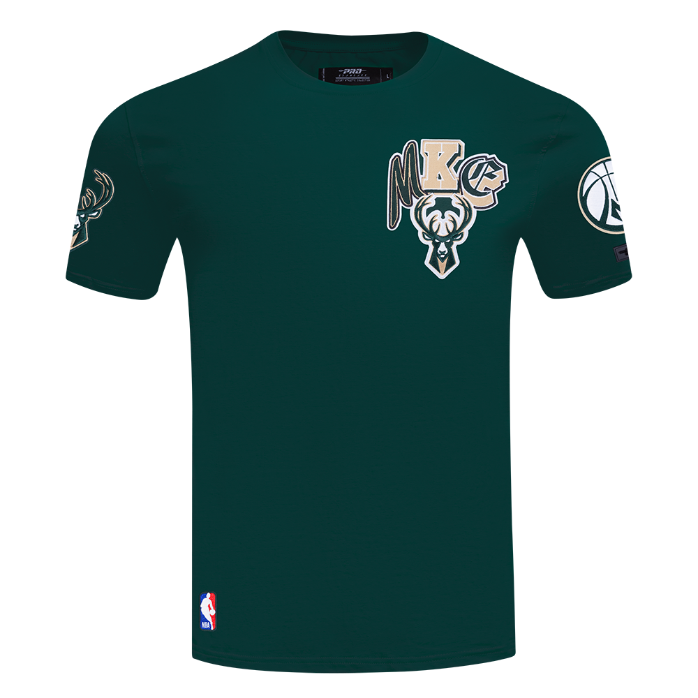 NBA MILWAUKEE BUCKS CITY RANSOM T-SHIRT EN JERSEY SIMPLE POUR HOMME (VERT FORÊT)