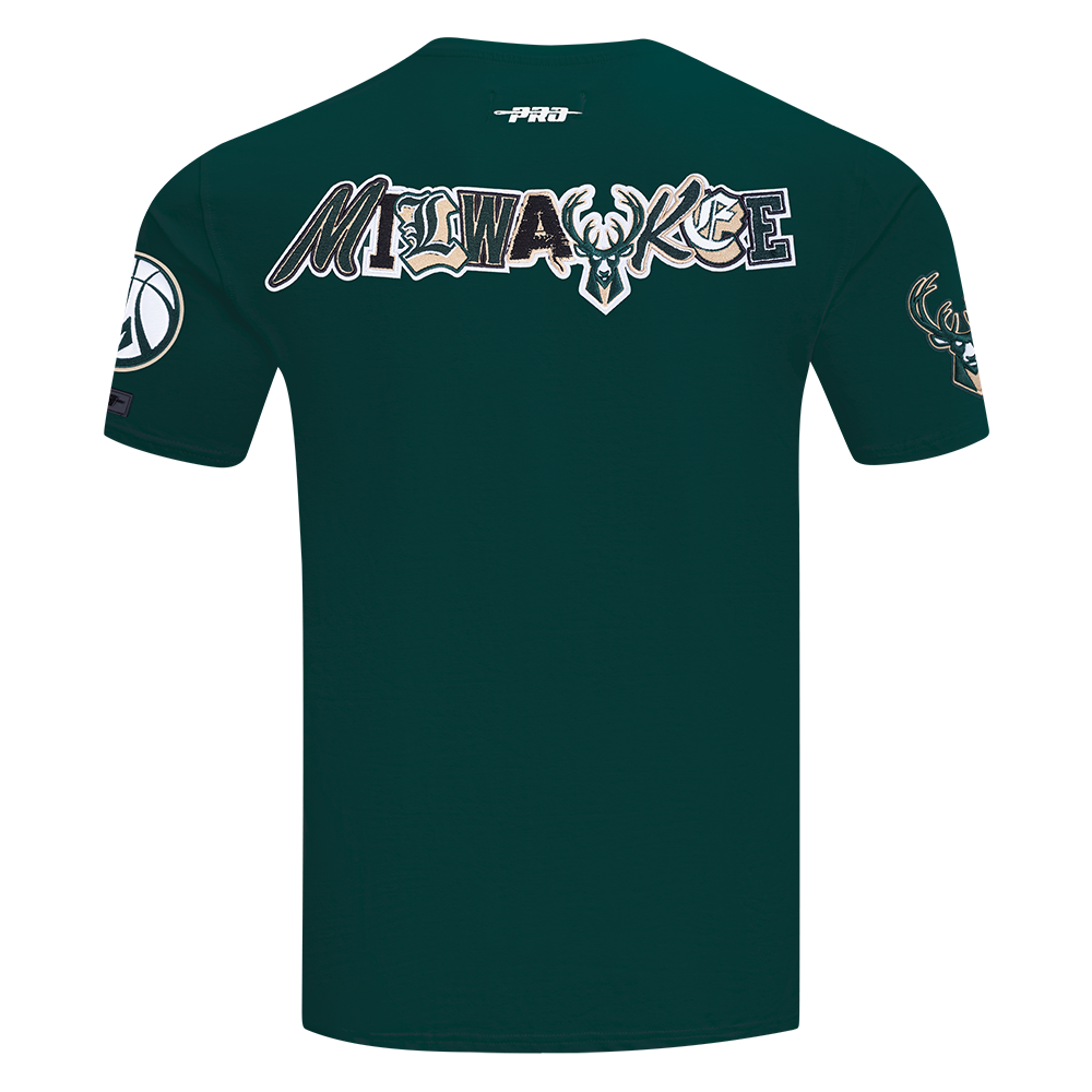 NBA MILWAUKEE BUCKS CITY RANSOM T-SHIRT EN JERSEY SIMPLE POUR HOMME (VERT FORÊT)