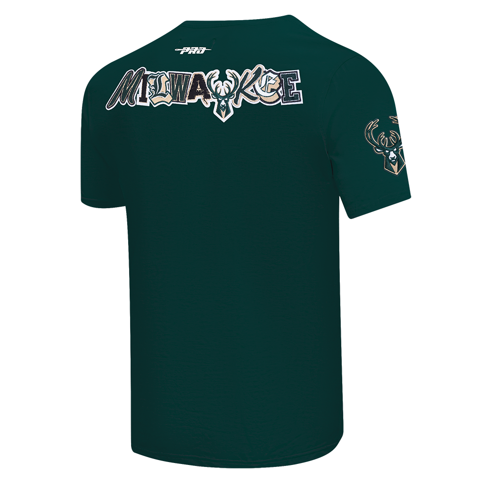 NBA MILWAUKEE BUCKS CITY RANSOM T-SHIRT EN JERSEY SIMPLE POUR HOMME (VERT FORÊT)
