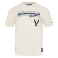 NBA MILWAUKEE BUCKS CHROME MEN'S CJ DROP SHOULDER TEE (EGGSHELL)