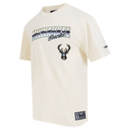 NBA MILWAUKEE BUCKS CHROME MEN'S CJ DROP SHOULDER TEE (EGGSHELL)
