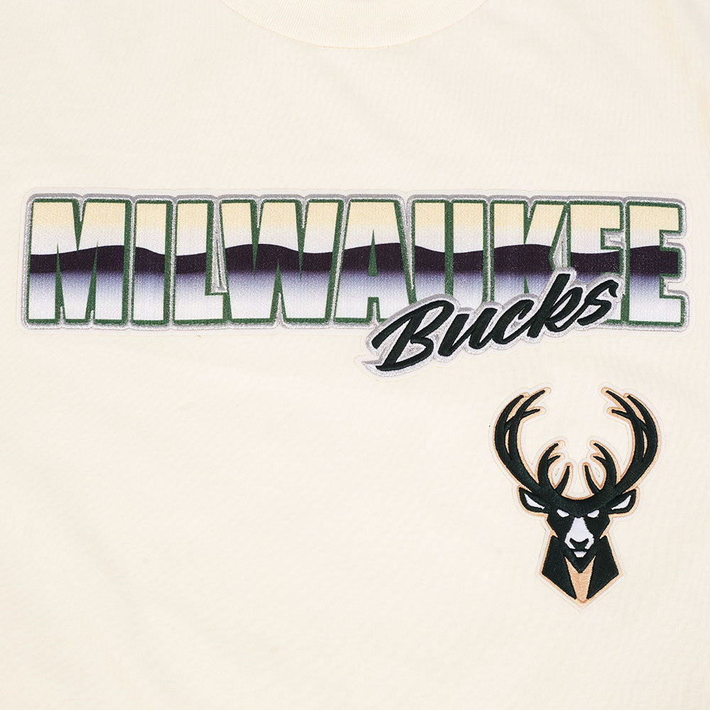 NBA MILWAUKEE BUCKS CHROME MEN'S CJ DROP SHOULDER TEE (EGGSHELL)