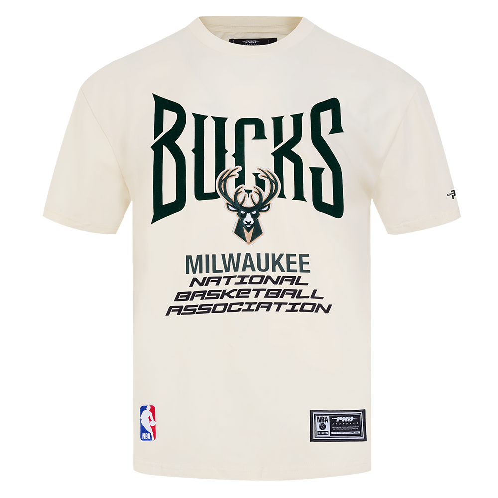 NBA MILWAUKEE BUCKS CITY TOUR 2.0 MEN'S COTTON JERSEY DROP SHOULDER TEE (EGGSHELL)