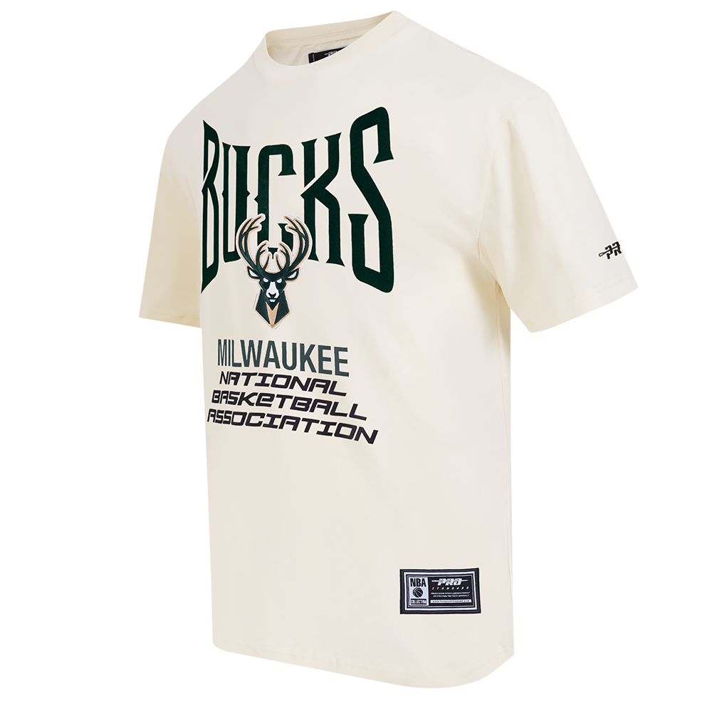 NBA MILWAUKEE BUCKS CITY TOUR 2.0 MEN'S COTTON JERSEY DROP SHOULDER TEE (EGGSHELL)