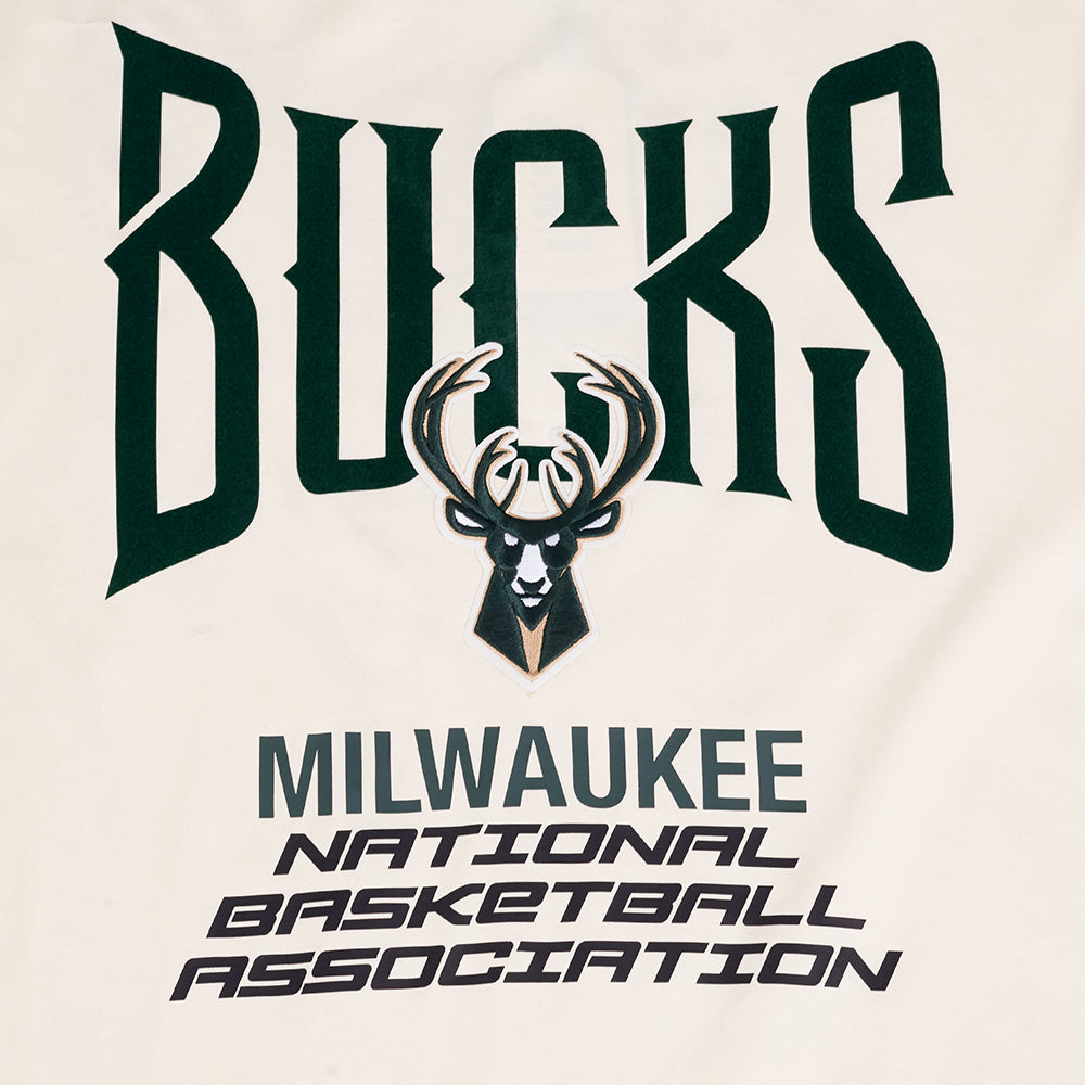 NBA MILWAUKEE BUCKS CITY TOUR 2.0 MEN'S COTTON JERSEY DROP SHOULDER TEE (EGGSHELL)