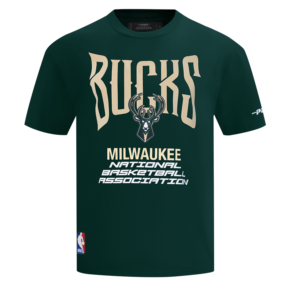 NBA MILWAUKEE BUCKS CITY TOUR 2.0 T-SHIRT EN JERSEY DE COTON À ÉPAULES TOMBANTES POUR HOMME (VERT FORÊT)