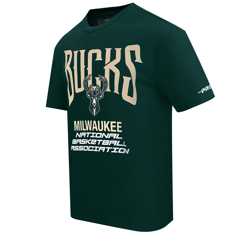 NBA MILWAUKEE BUCKS CITY TOUR 2.0 T-SHIRT EN JERSEY DE COTON À ÉPAULES TOMBANTES POUR HOMME (VERT FORÊT)