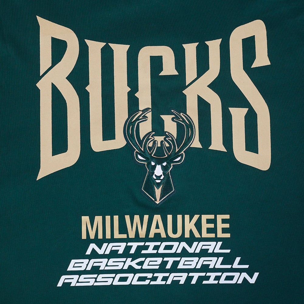NBA MILWAUKEE BUCKS CITY TOUR 2.0 T-SHIRT EN JERSEY DE COTON À ÉPAULES TOMBANTES POUR HOMME (VERT FORÊT)