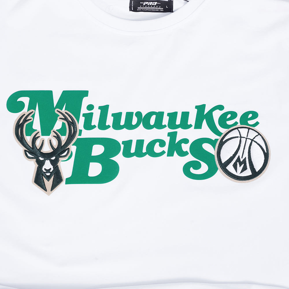 NBA MILWAUKEE BUCKS SOUVENIR MEN'S SINGLE JERSEY TEE (WHITE)