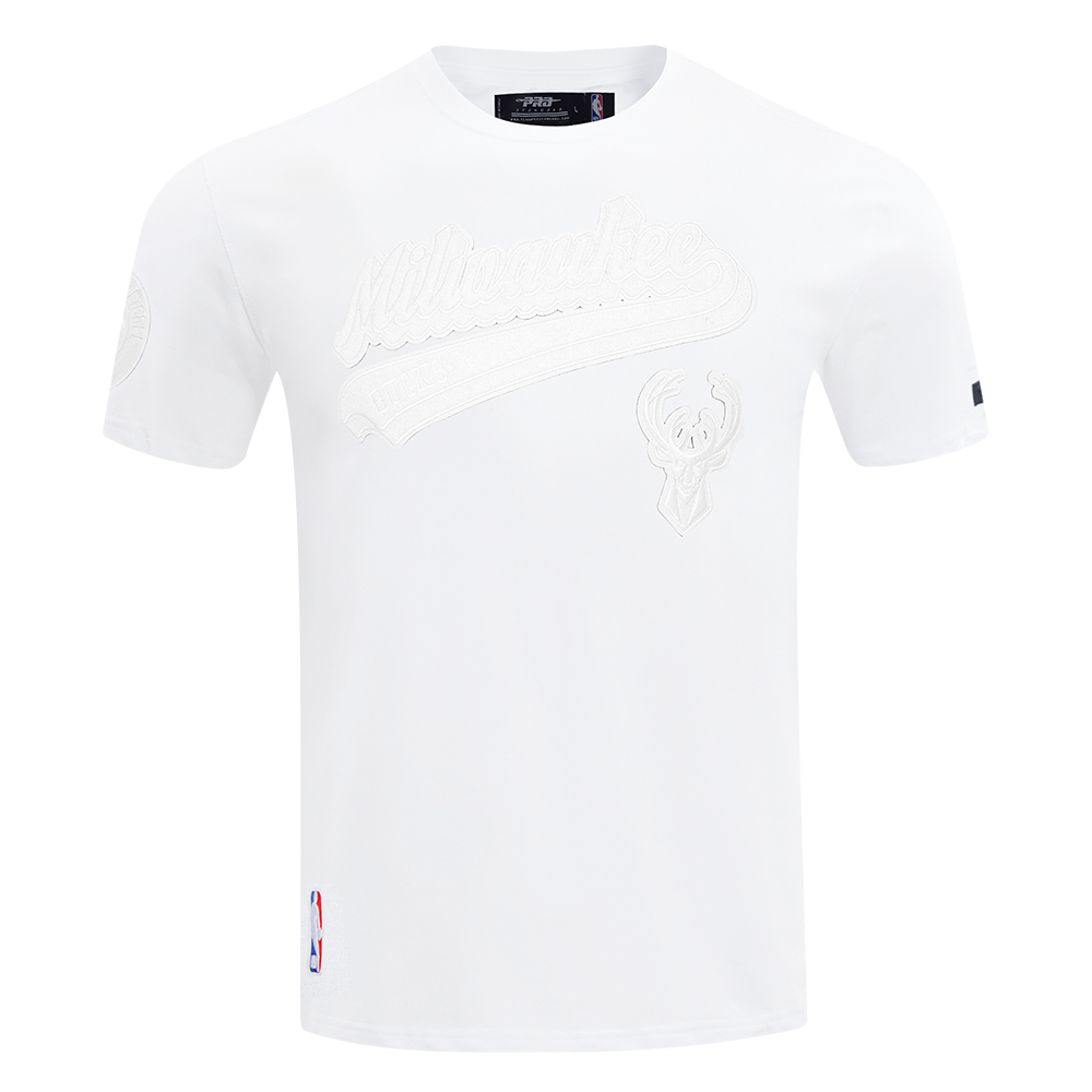 NBA MILWAUKEE BUCKS WHITE OUT T-SHIRT EN JERSEY SIMPLE POUR HOMME (BLANC)
