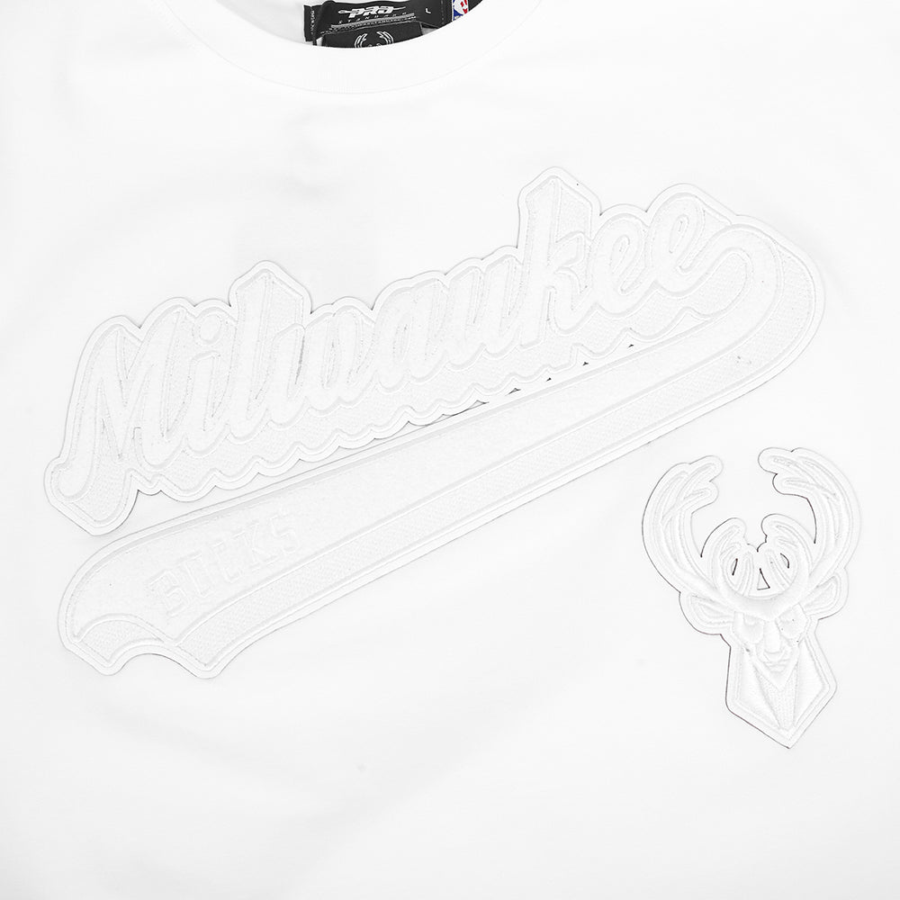 NBA MILWAUKEE BUCKS WHITE OUT T-SHIRT EN JERSEY SIMPLE POUR HOMME (BLANC)