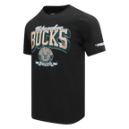NBA MILWAUKEE BUCKS TEAM BADGE T-SHIRT EN JERSEY SIMPLE POUR FEMME POUR HOMME (NOIR)