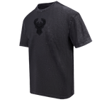 NBA MILWAUKEE BUCKS WASHED CLASSIC MEN'S ENZYME WASH CJ DROP SHOULDER TEE (WASHED BLACK)