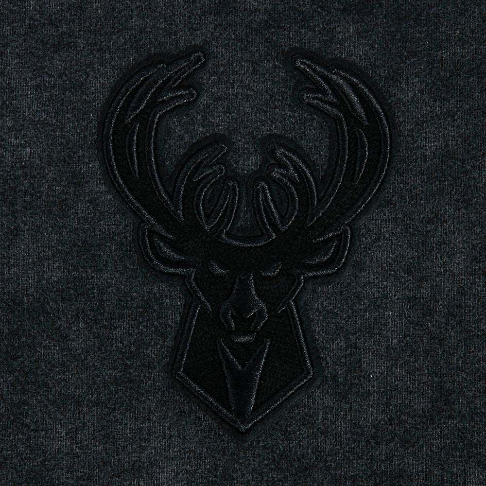 NBA MILWAUKEE BUCKS WASHED CLASSIC MEN'S ENZYME WASH CJ DROP SHOULDER TEE (WASHED BLACK)