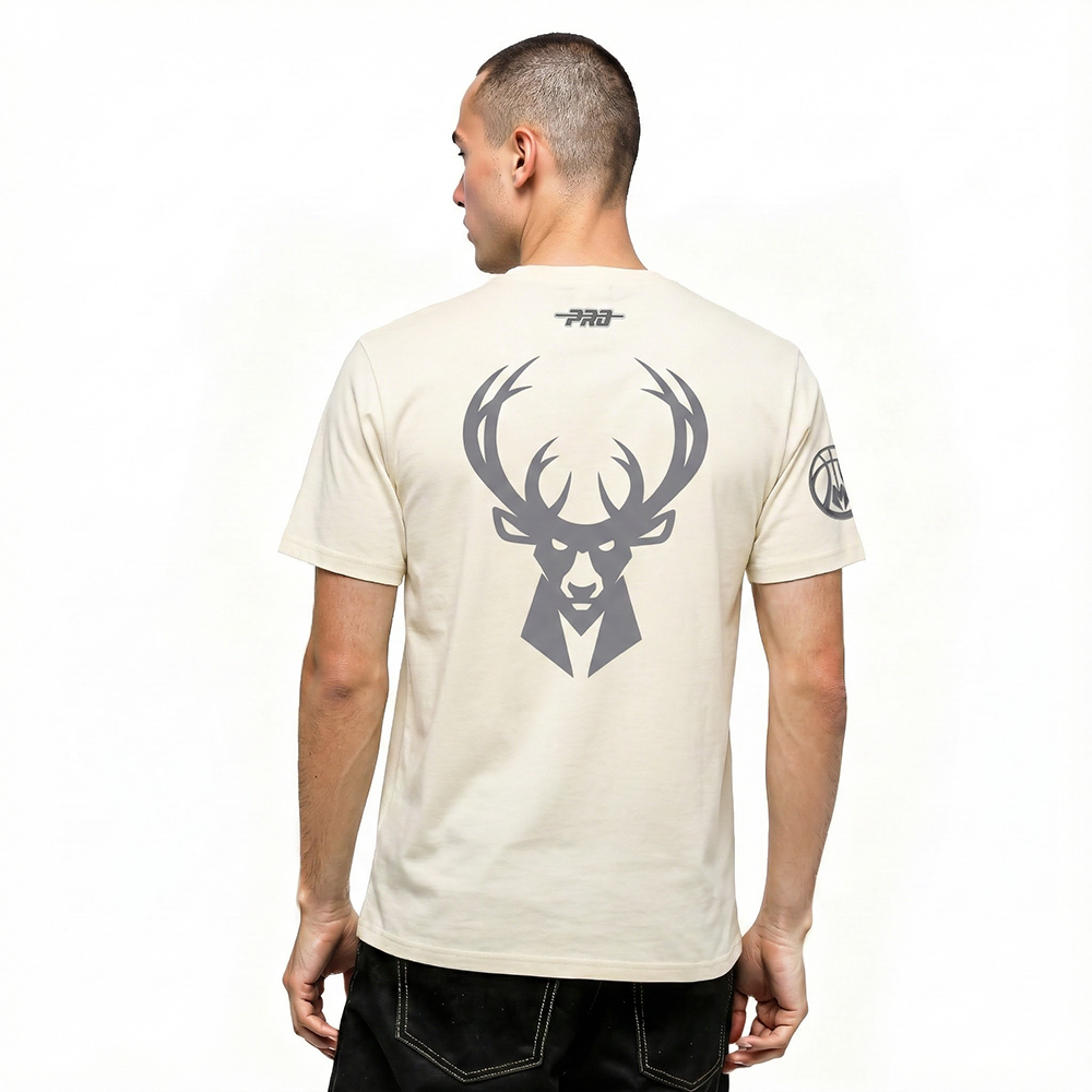 NBA MILWAUKEE BUCKS STREET TEAM MEN'S CJ DROP SHOULDER TEE (EGGSHELL)
