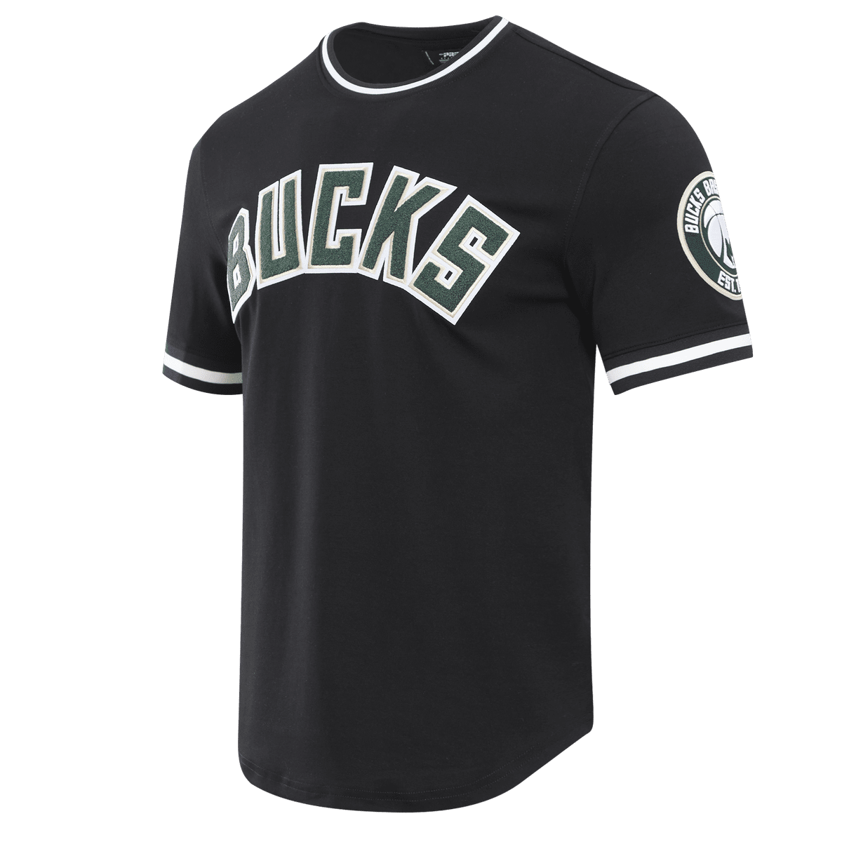 NBA MILWAUKEE BUCKS CLASSIC CHENILLE MEN'S TEE (BLACK)