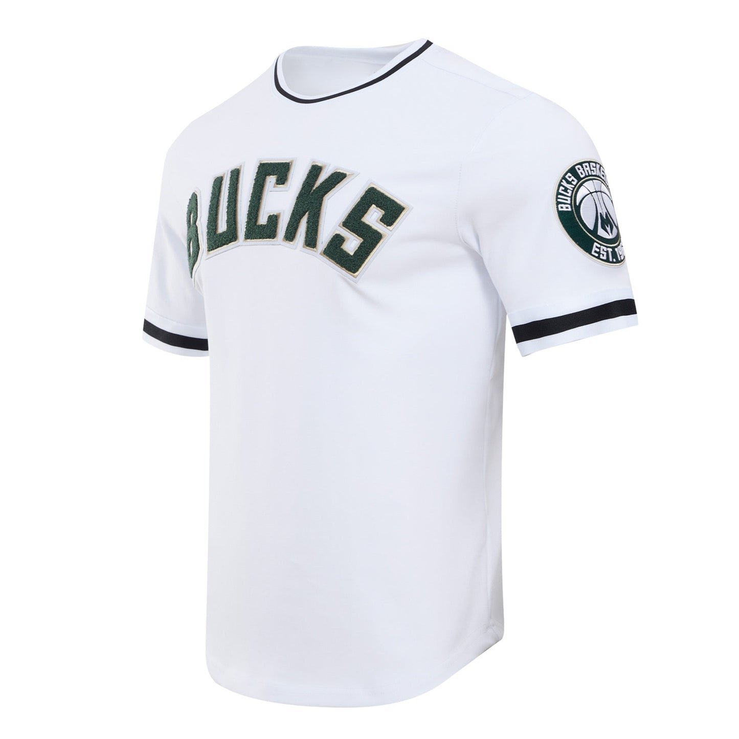 NBA MILWAUKEE BUCKS CLASSIC CHENILLE MEN'S TEE (WHITE)