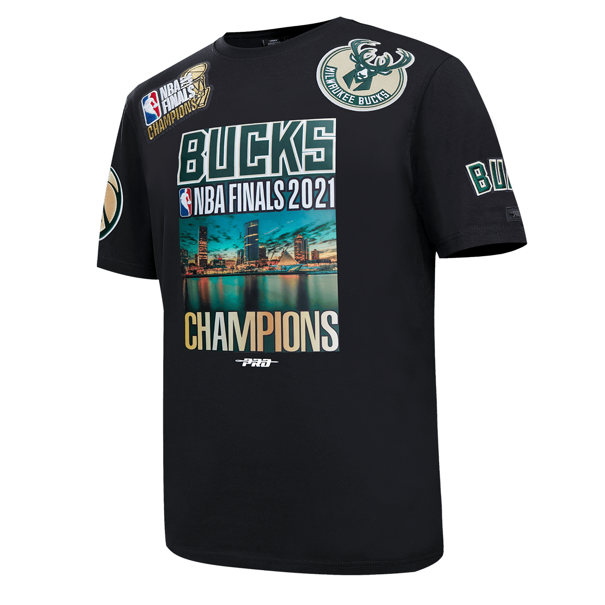 NBA MILWAUKEE BUCKS FINALS T-SHIRT D'ÉQUIPE PRO CHAMPIONNAT 2021 POUR HOMME (NOIR)
