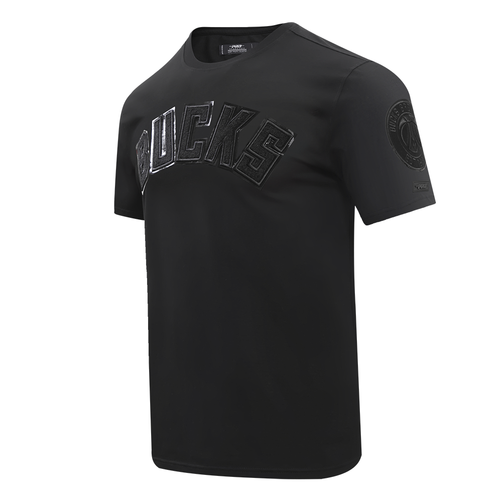 NBA MILWAUKEE BUCKS TRIPLE BLACK LOGO PRO TEAM MEN'S TEE (BLACK)