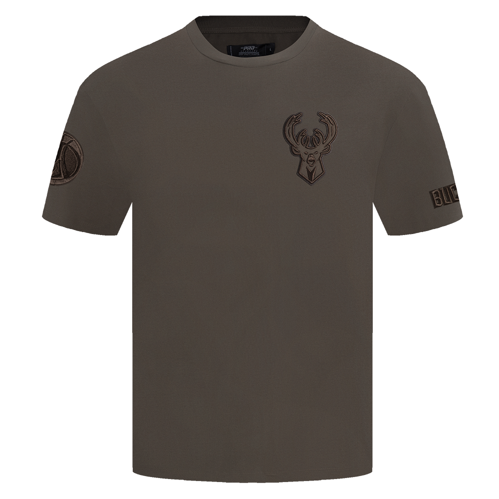 NBA MILWAUKEE BUCKS NEUTRAL T-SHIRT À ÉPAULES TOMBANTES POUR HOMME (TAUPE FONCÉ)