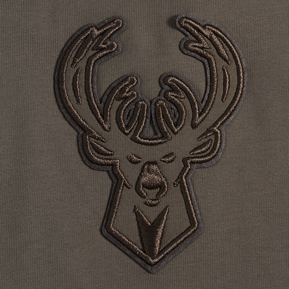 NBA MILWAUKEE BUCKS NEUTRAL T-SHIRT À ÉPAULES TOMBANTES POUR HOMME (TAUPE FONCÉ)