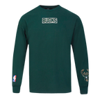 NBA MILWAUKEE BUCKS WINGSPAN T-SHIRT À MANCHES LONGUES ET À ÉPAULES TOMBANTES POUR HOMME (VERT FORÊT)