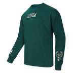 NBA MILWAUKEE BUCKS WINGSPAN T-SHIRT À MANCHES LONGUES ET À ÉPAULES TOMBANTES POUR HOMME (VERT FORÊT)