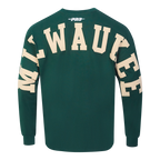 NBA MILWAUKEE BUCKS WINGSPAN T-SHIRT À MANCHES LONGUES ET À ÉPAULES TOMBANTES POUR HOMME (VERT FORÊT)