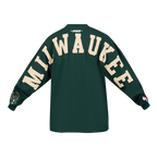 NBA MILWAUKEE BUCKS WINGSPAN T-SHIRT À MANCHES LONGUES ET À ÉPAULES TOMBANTES POUR HOMME (VERT FORÊT)