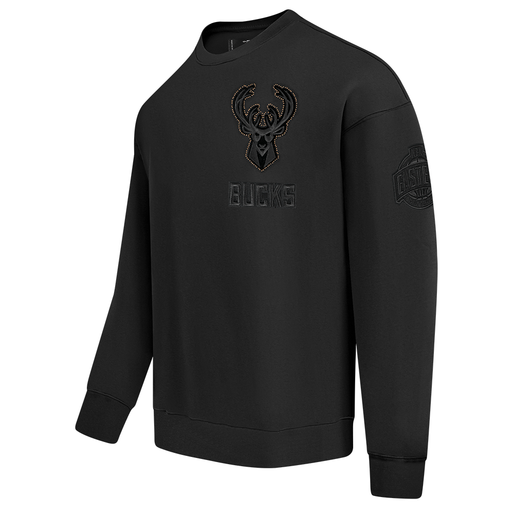 NBA MILWAUKEE BUCKS BLACKOUT MEN'S DROP SHOULDER LS TEE (BLACK)