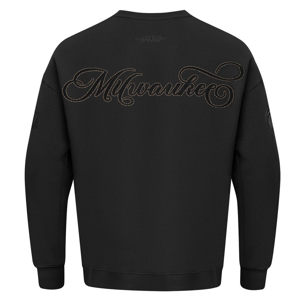 NBA MILWAUKEE BUCKS BLACKOUT T-SHIRT À MANCHES LONGUES ET À ÉPAULES TOMBANTES POUR HOMME (NOIR)