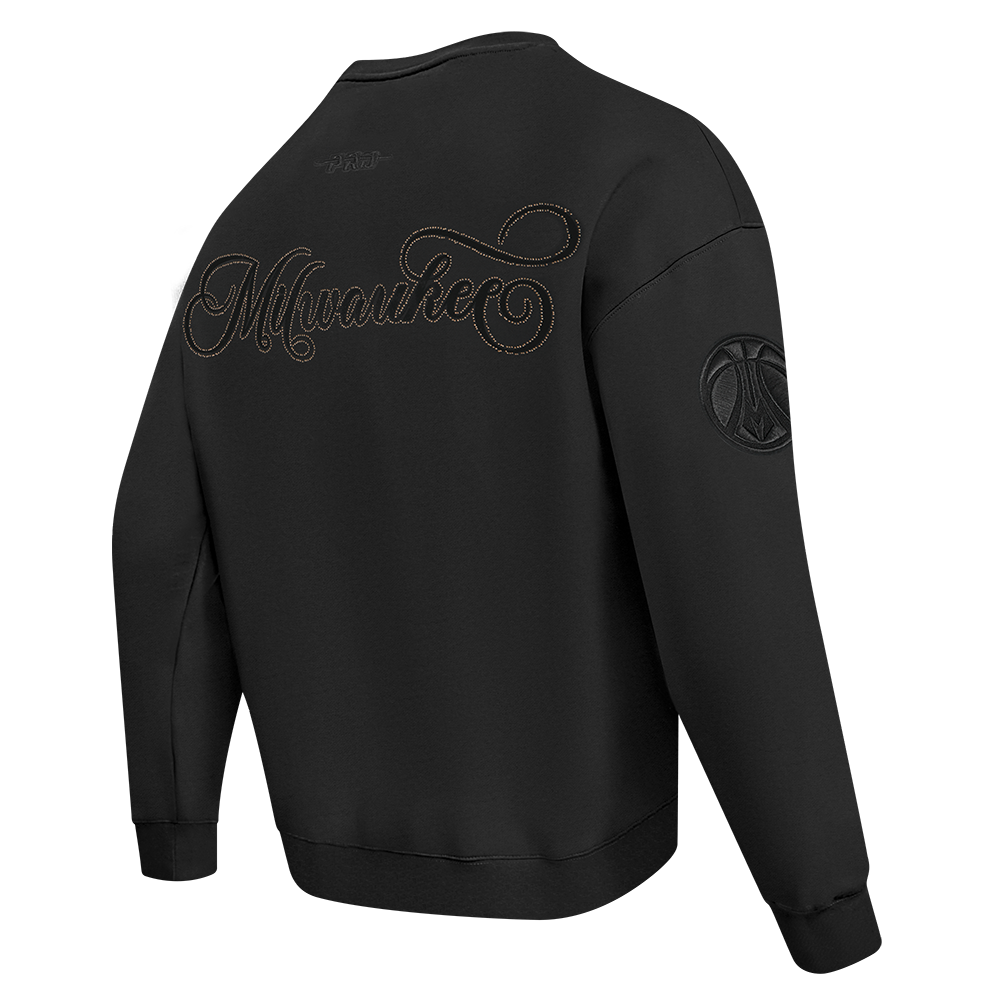NBA MILWAUKEE BUCKS BLACKOUT T-SHIRT À MANCHES LONGUES ET À ÉPAULES TOMBANTES POUR HOMME (NOIR)