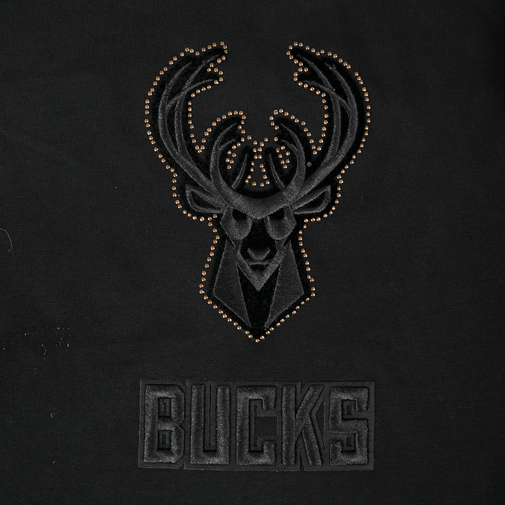 NBA MILWAUKEE BUCKS BLACKOUT T-SHIRT À MANCHES LONGUES ET À ÉPAULES TOMBANTES POUR HOMME (NOIR)