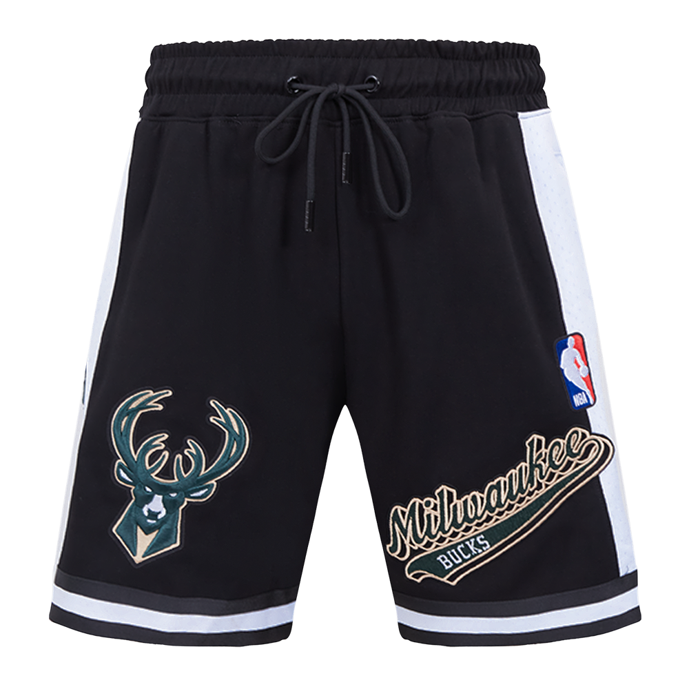 NBA MILWAUKEE BUCKS SCRIPT TAIL MEN'S DOUBLE KNIT 2.0 SHORT (BLACK)