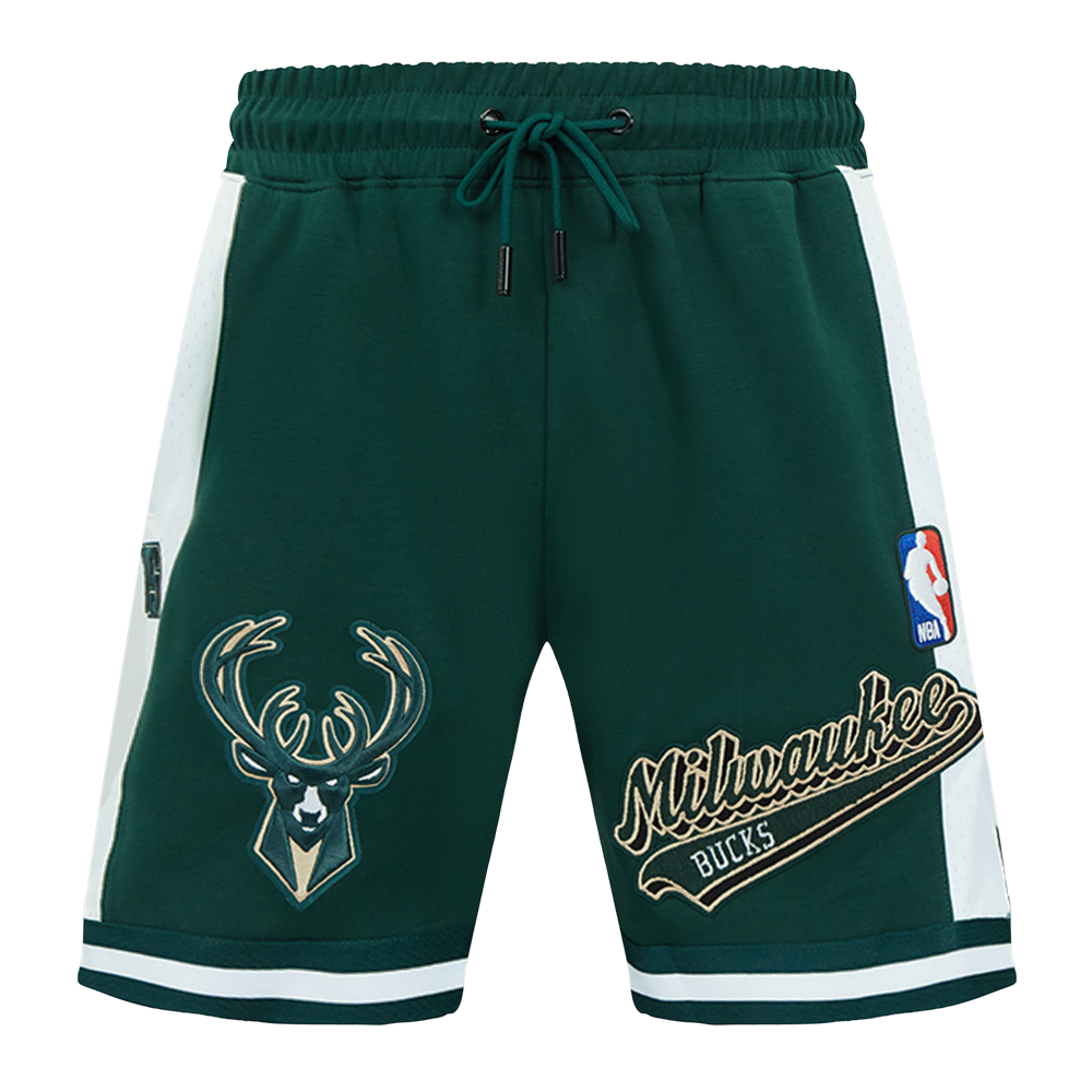 NBA MILWAUKEE BUCKS SCRIPT TAIL MEN'S DOUBLE KNIT 2.0 SHORT (FOREST GREEN)