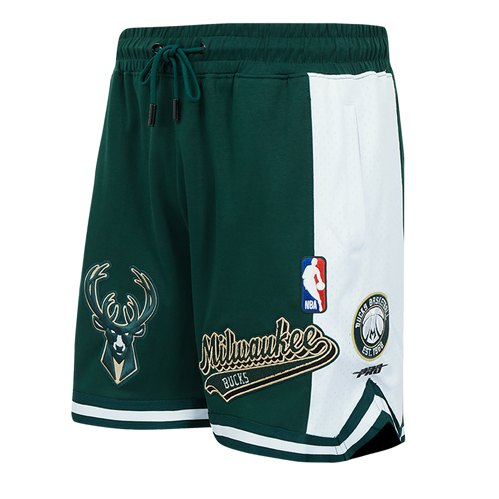 NBA MILWAUKEE BUCKS SCRIPT TAIL MEN'S DOUBLE KNIT 2.0 SHORT (FOREST GREEN)