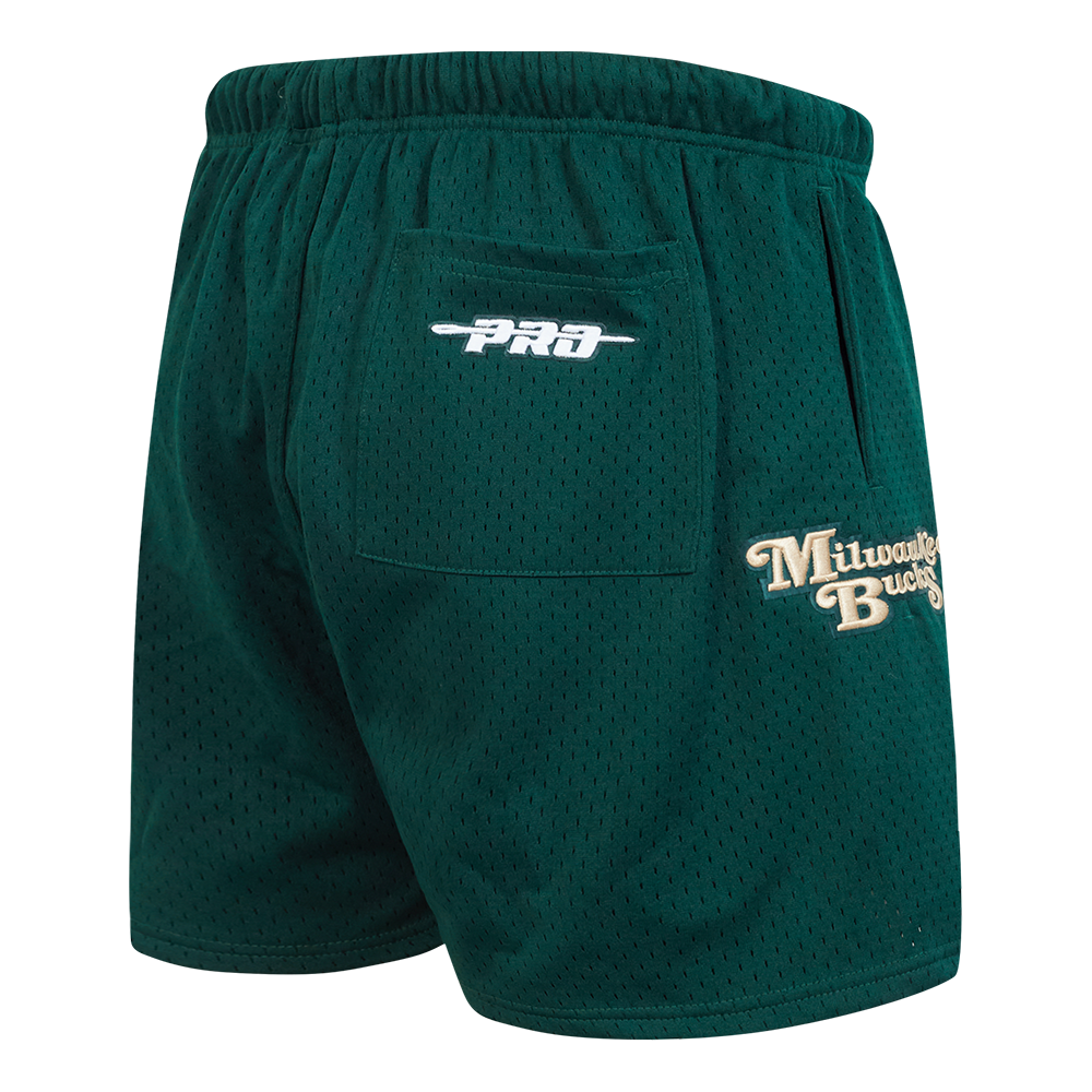 NBA MILWAUKEE BUCKS SOUVENIR SHORT EN FILET POUR HOMME (VERT FORÊT)