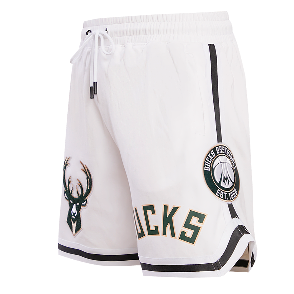 NBA MILWAUKEE BUCKS CLASSIC CHENILLE SHORT POUR HOMME (BLANC)