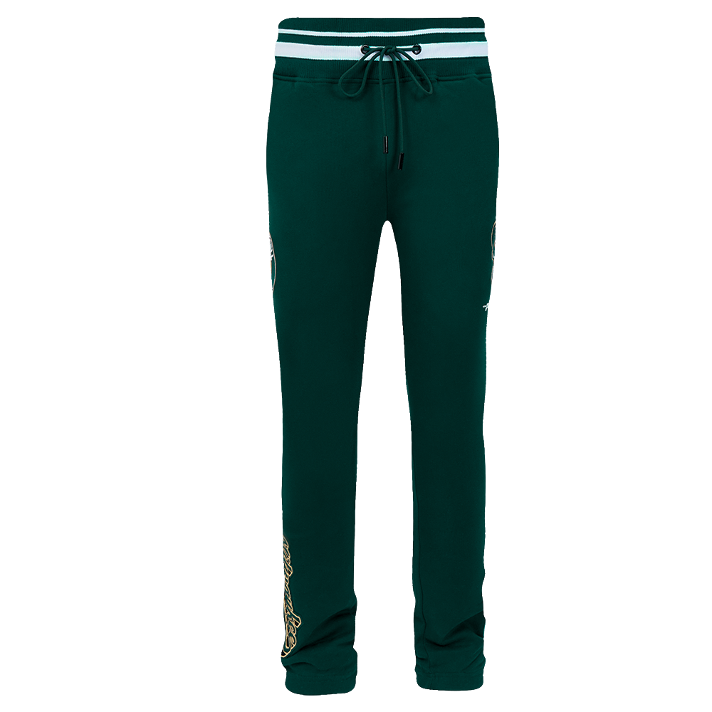 NBA MILWAUKEE BUCKS SCRIPT TAIL MEN'S RIB FLEECE SWEATPANT (FOREST GREEN)