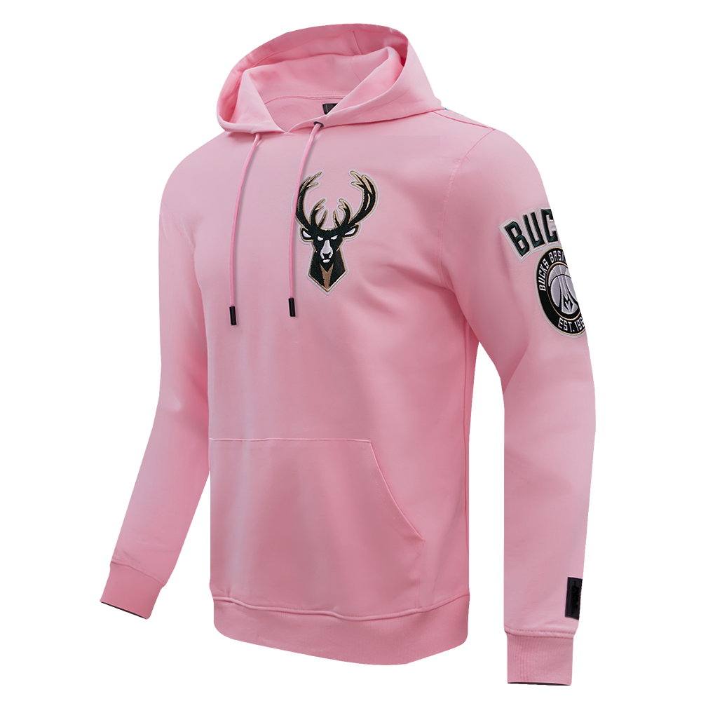 NBA MILWAUKEE BUCKS CLASSIC CHENILLE MEN'S PULLOVER HOODIE (PINK)