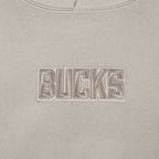 NBA MILWAUKEE BUCKS WINGSPAN MEN'S DROP SHOULDER FLEECE PULLOVER HOODIE (TAUPE)