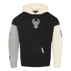 NBA MILWAUKEE BUCKS REVERSE FRENCH TERRY MEN'S COLOR BLOCK FLEECE PULLOVER HOODIE (BLACK/GRAY/EGGSHELL)
