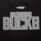 NBA MILWAUKEE BUCKS REVERSE FRENCH TERRY MEN'S COLOR BLOCK FLEECE PULLOVER HOODIE (BLACK/GRAY/EGGSHELL)