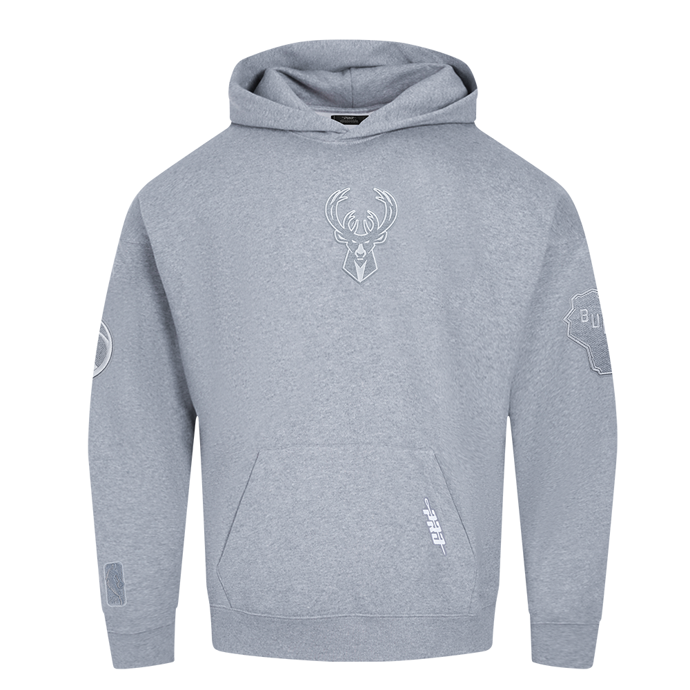 NBA MILWAUKEE BUCKS REVERSE FRENCH TERRY CHANDAIL À CAPUCHON POUR HOMME (GRIS CHINÉ FONCÉ)