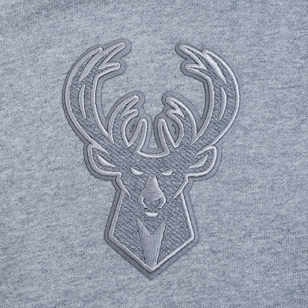 NBA MILWAUKEE BUCKS REVERSE FRENCH TERRY CHANDAIL À CAPUCHON POUR HOMME (GRIS CHINÉ FONCÉ)