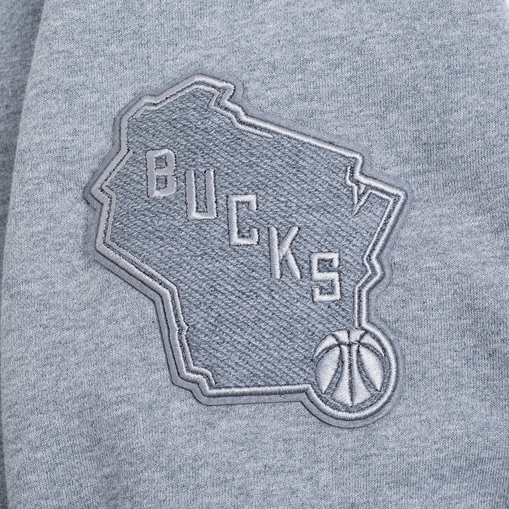 NBA MILWAUKEE BUCKS REVERSE FRENCH TERRY CHANDAIL À CAPUCHON POUR HOMME (GRIS CHINÉ FONCÉ)