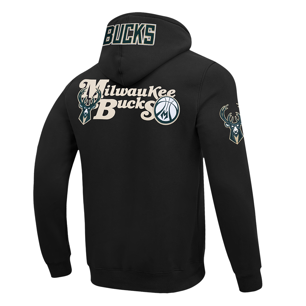 NBA MILWAUKEE BUCKS SOUVENIR MEN'S FLEECE PULLOVER HOODIE (BLACK)