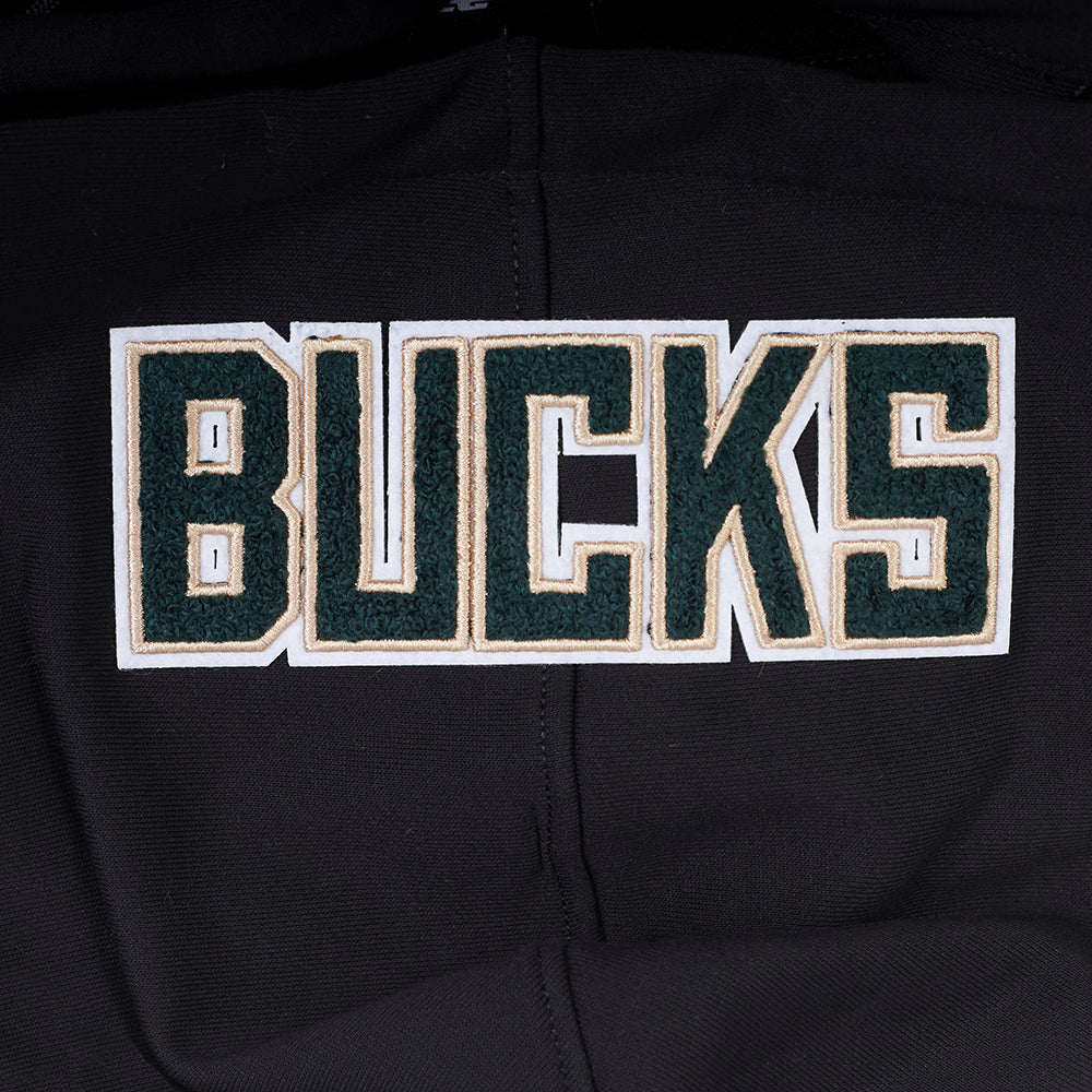 NBA MILWAUKEE BUCKS SOUVENIR MEN'S FLEECE PULLOVER HOODIE (BLACK)